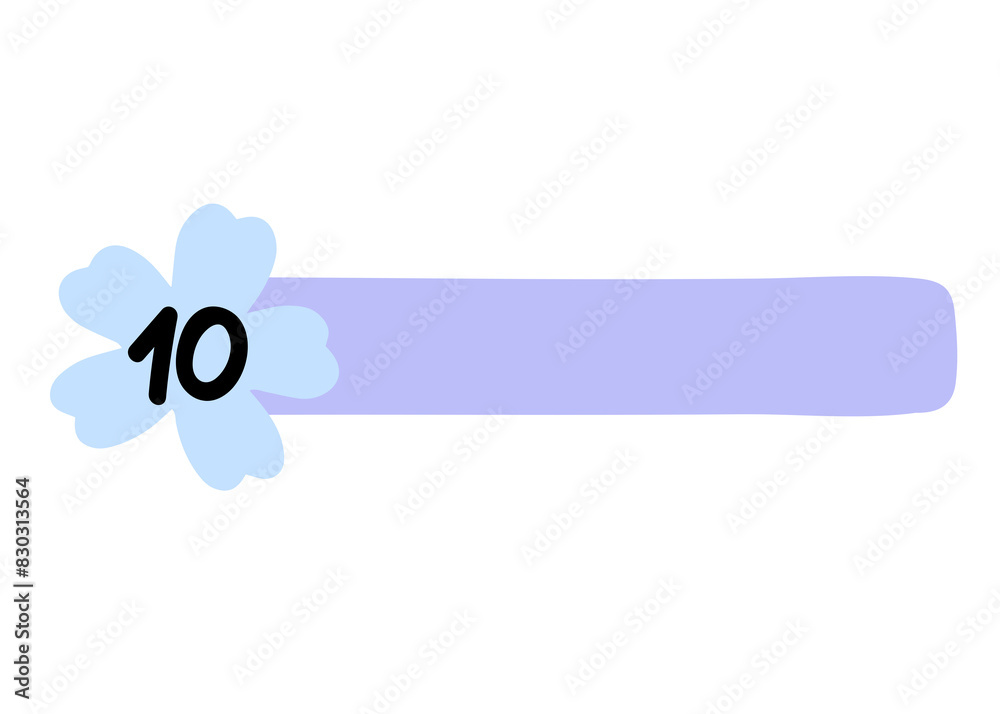 Number 10 with floral rectangle banner in cool pastel colors Number 10 with floral rectangle banner in cool pastel colors