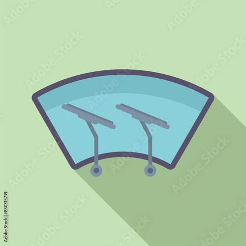 Colorful cartoon illustration of windshield wipers on a car with a pastel background, featuring a flat design and vector graphic for auto maintenance and environmental protection