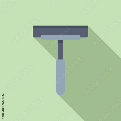 Vector illustration of a simple window cleaning squeegee icon with a flat design and long shadow effect