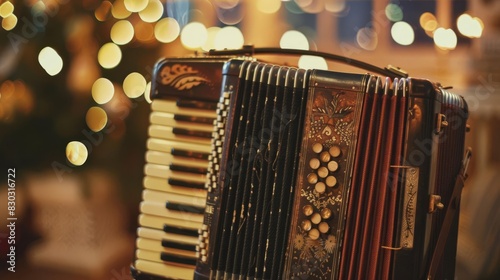 vintage accordion with dreamy bokeh background nostalgic music concept photo photo
