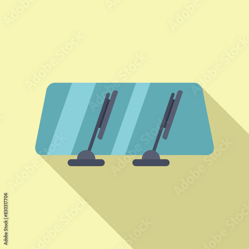 Flat design icon of a car windshield with two wipers on a pastel background