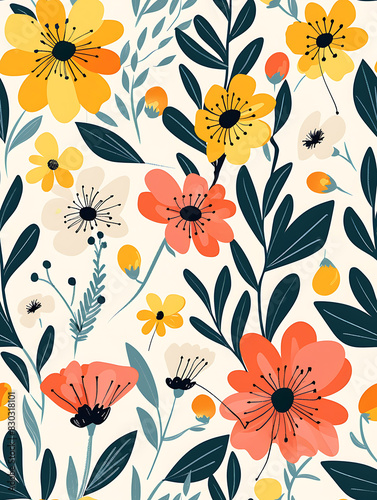 flower print  graphic illustration