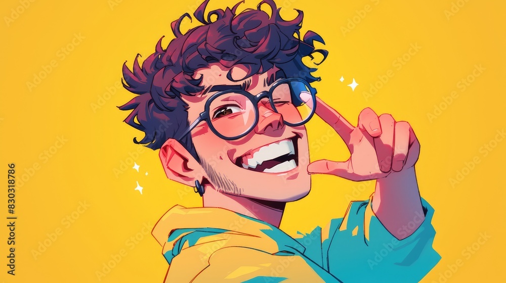 Portrait of a cheerful man in a drawn style depicted as an isolated icon Portrait of a cheerful man in a drawn style depicted as an isolated icon