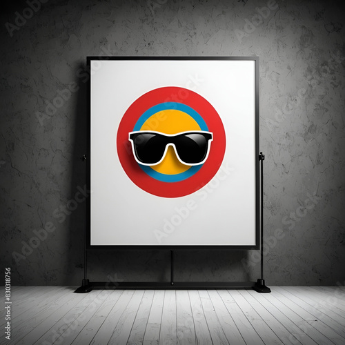 Mockup poster pegatina gafas y círculos