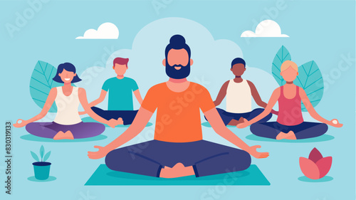 A lowimpact yoga class that focuses on mindful movement and relaxation welcoming men of all abilities and fitness backgrounds.. Vector illustration