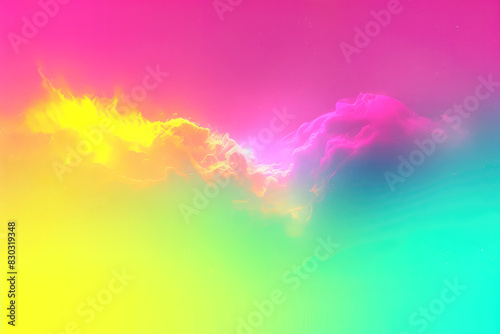 Surreal vibrant sky. Soft blurred gradient background with fluorescent neon colors in pink yellow blue turquoise