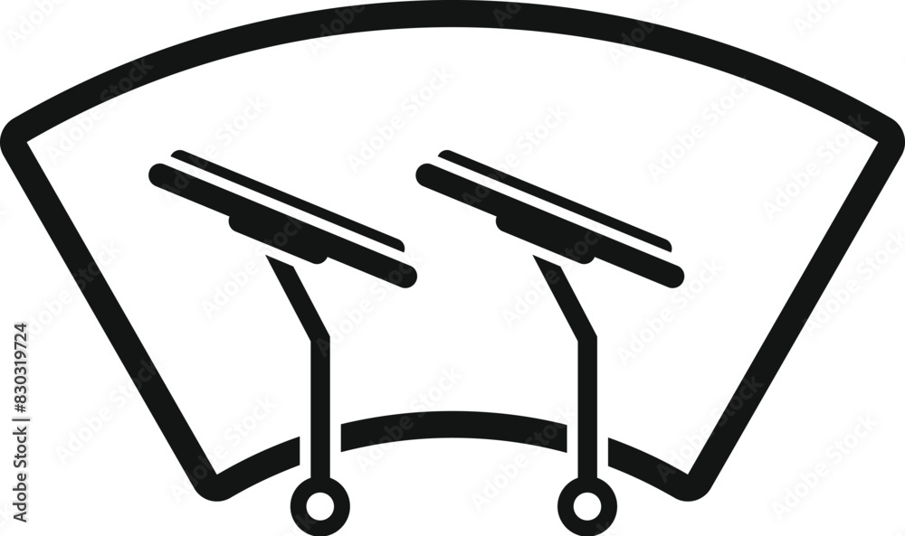 Black and white vector icon of car windshield wipers, suitable for use in vehiclerelated graphics Black and white vector icon of car windshield wipers, suitable for use in vehiclerelated graphics