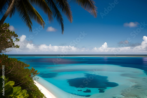 Paradise Island Heart Form is a romantic image of a tropical island surrounded by crystal-clear ocean waters. The heart-shaped island is a true paradise.