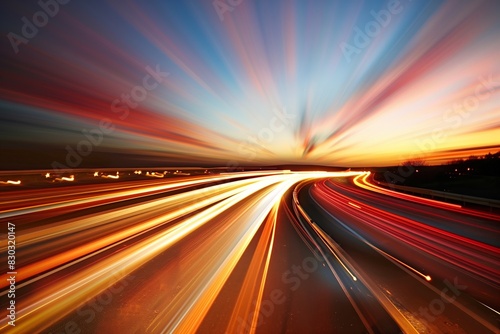 Speeding Car Night Time Photography: Motion Blur Road Shot © mattegg