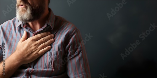 Struggling to Breathe: Image of Person with Inflamed Chest Due to Asthma. Concept Medical Conditions, Respiratory Health, Asthma Awareness, Health Education, Symptom Visualization photo
