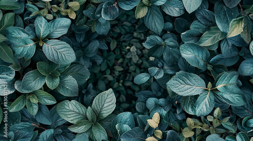 A close up of green leaves with a dark background A close up of green leaves with a dark background