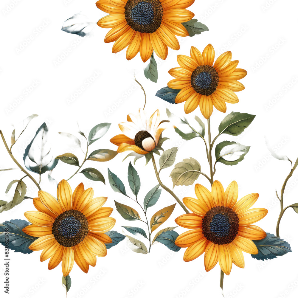 Obraz premium Sun flower isolated on transparent background