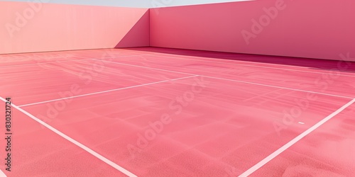 Fotografía minimalista de una pista de tenis rosa, cancha de tenis aesthetic © Coco