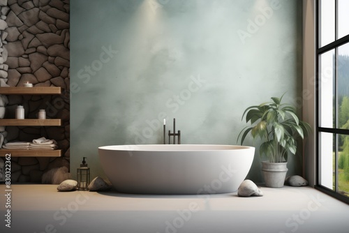 Bathtub. Modern ceramic bathtub in a Spa center. Bathroom. 