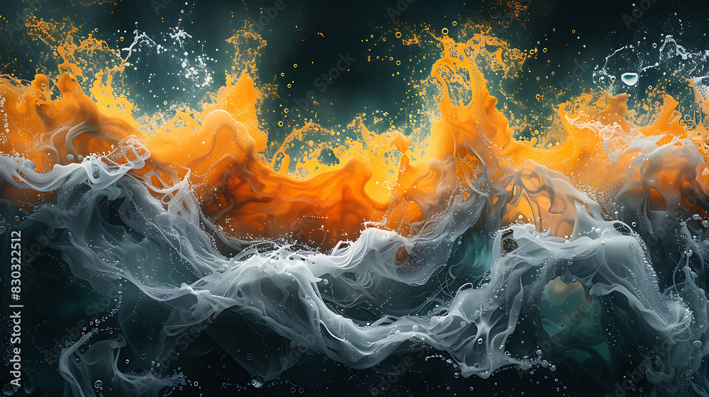 Abstract art of chemical reaction involving combustion showcasing the ...