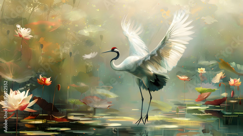 Dancing crane  beautiful photography  photo