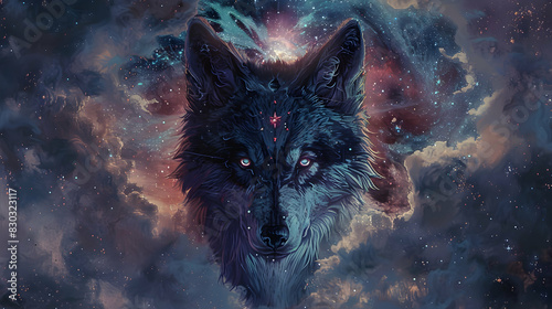 demonic wolf with a thief star  photo