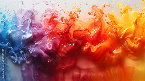 Abstract art of chemical volcano experiment with vibrant colors representing the eruption of a baking soda and vinegar reaction photo