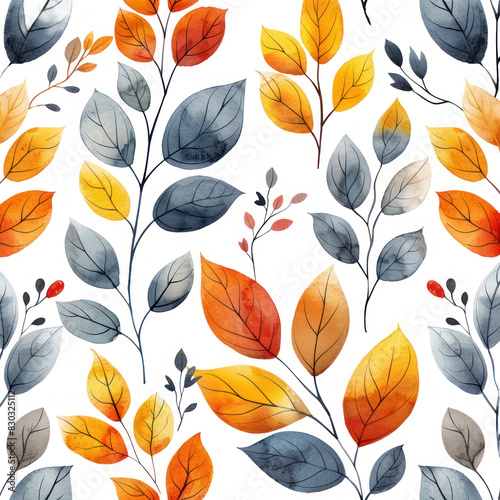 Botanical leaves illustration on a transparent background