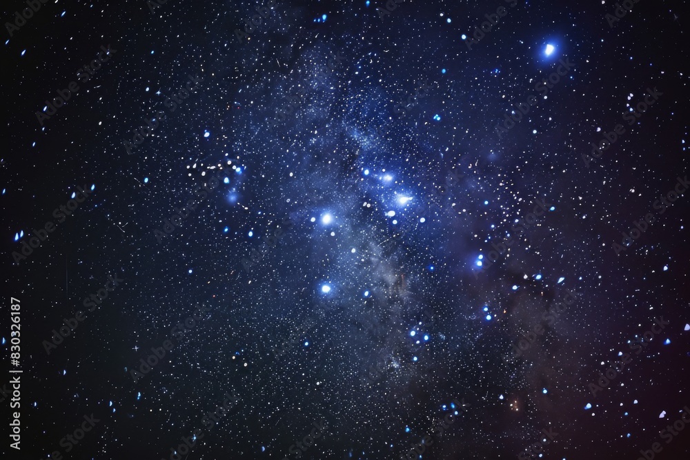 Fototapeta premium Starry sky with a cluster of stars and a bright blue star