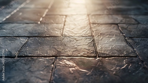 Close-up of a stone tile floor, concept of realistic modern interior design