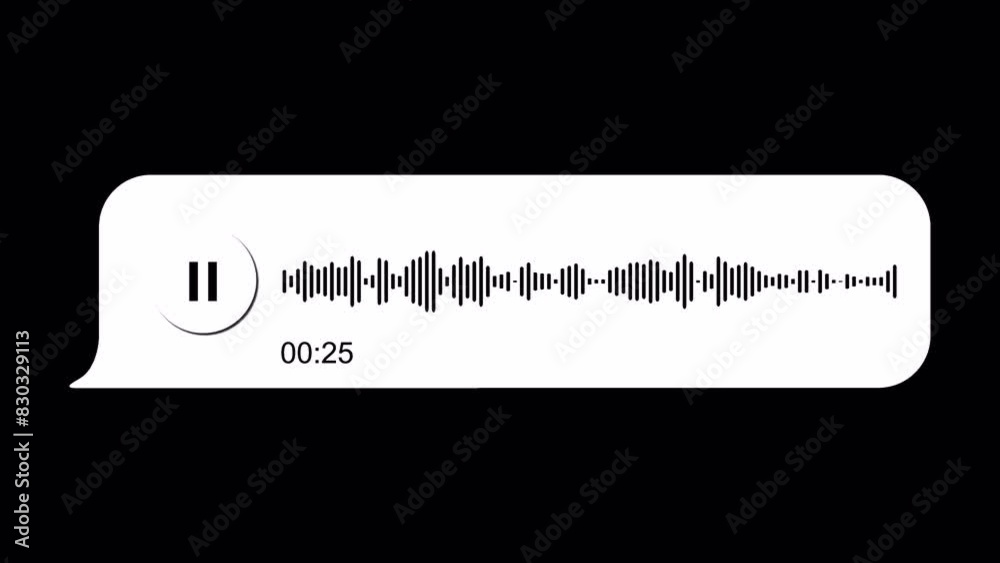 Voice audio message transparent speech bubbles animation with alpha channel, transparent background