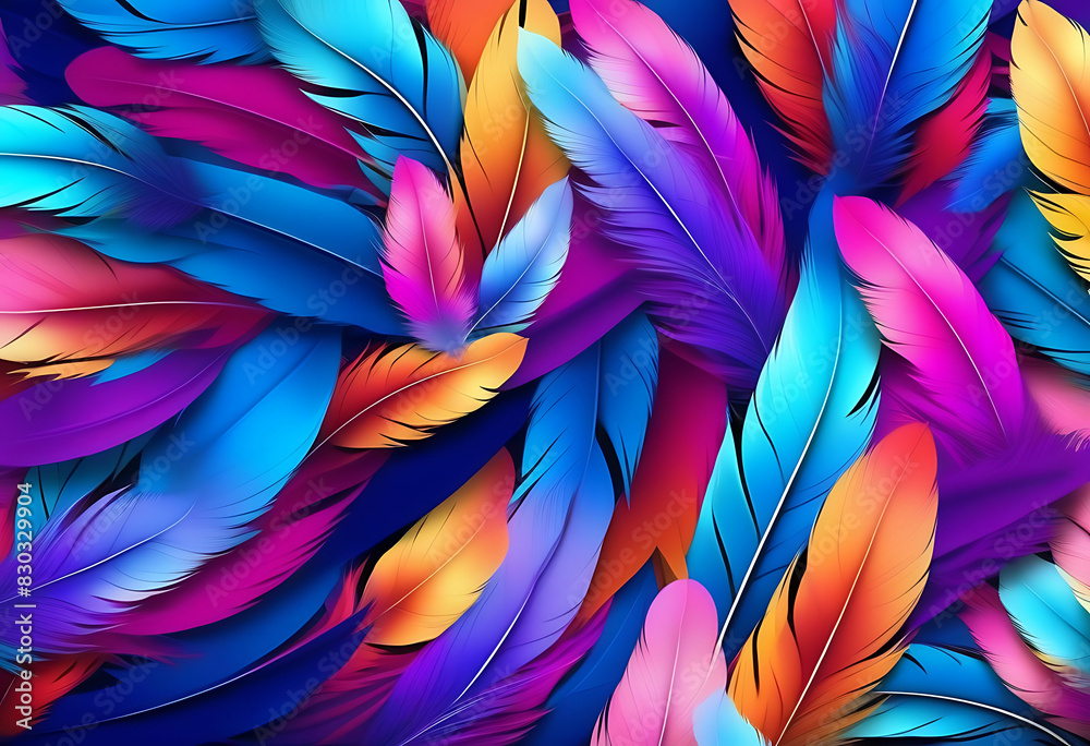 Soft Colorful Feathers Pattern Background