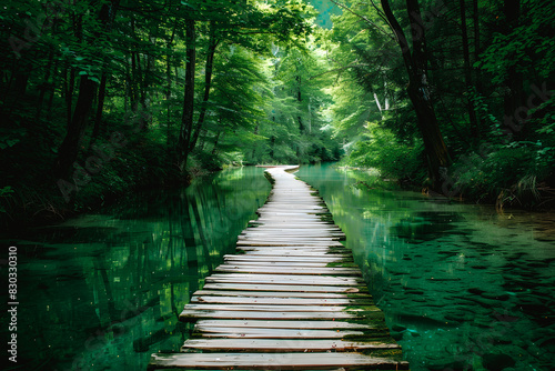 Ponton en bois sur une lac