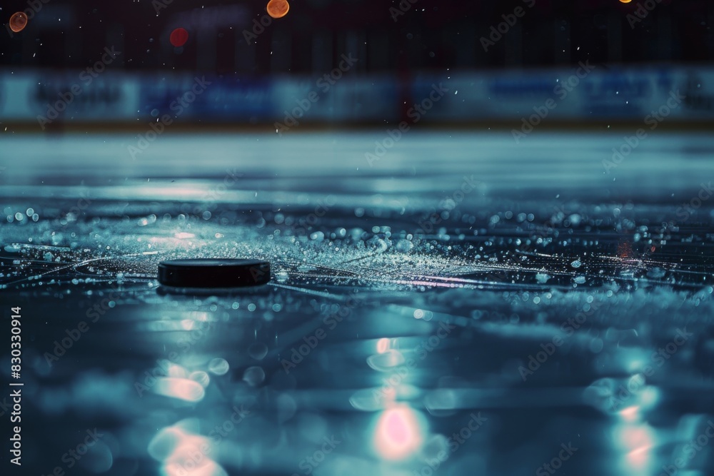 Hockey puck on the ice , sport background Hockey puck on the ice , sport background