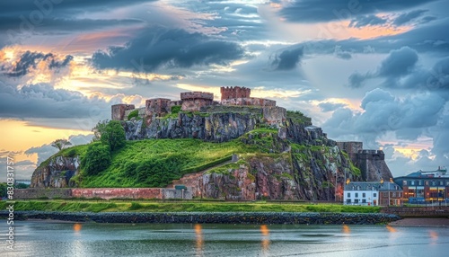 Historic hilltop castles with stone walls narrate tales of ancient battles and bygone eras photo