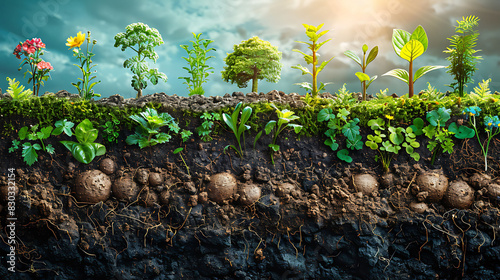 Infographic detailing chemistry of soil nutrients and their availability to plants including nitrogen phosphorus and potassium cycles photo