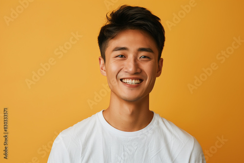 Young Man Smiling in White Shirt