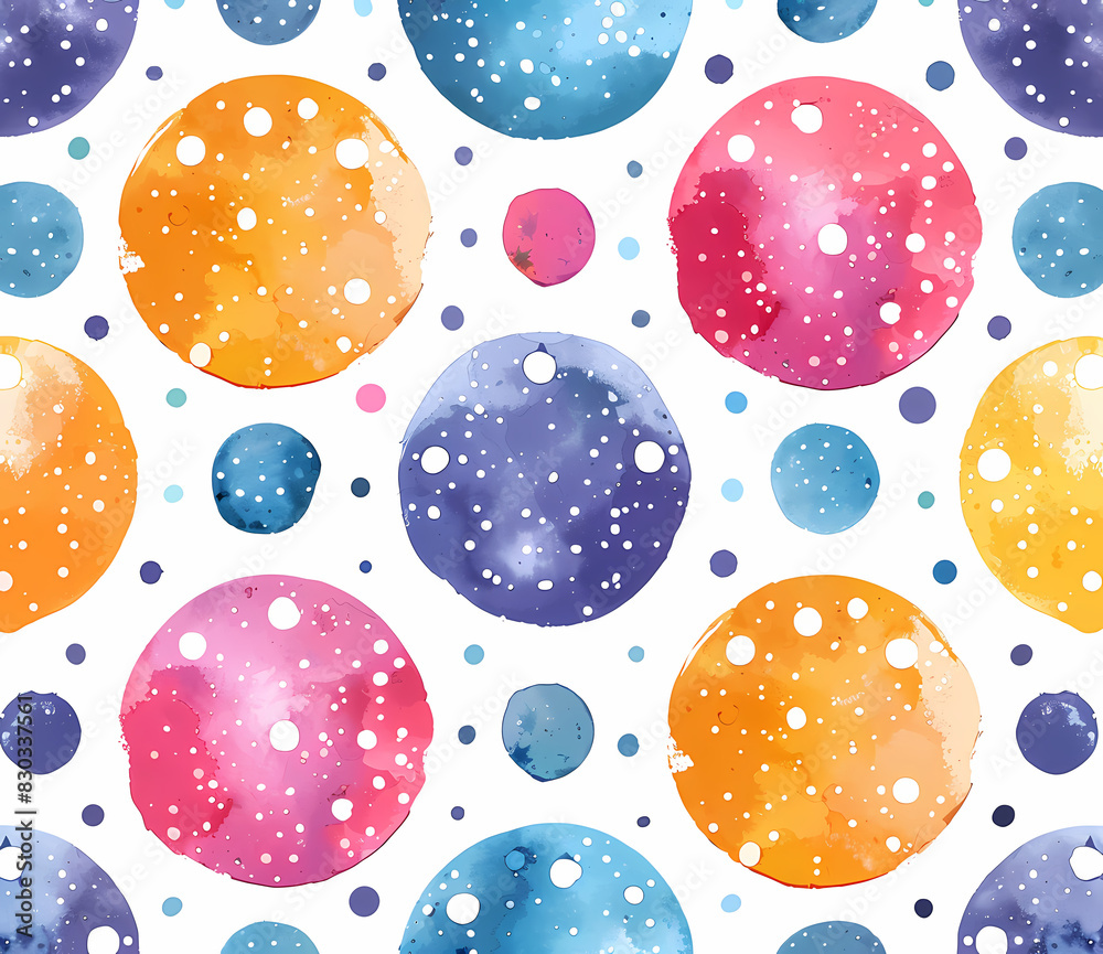 Polka Dot Pattern on White Background with Blue, Purple, and Green Dots - Fun and Playful Design Polka Dot Pattern on White Background with Blue, Purple, and Green Dots - Fun and Playful Design