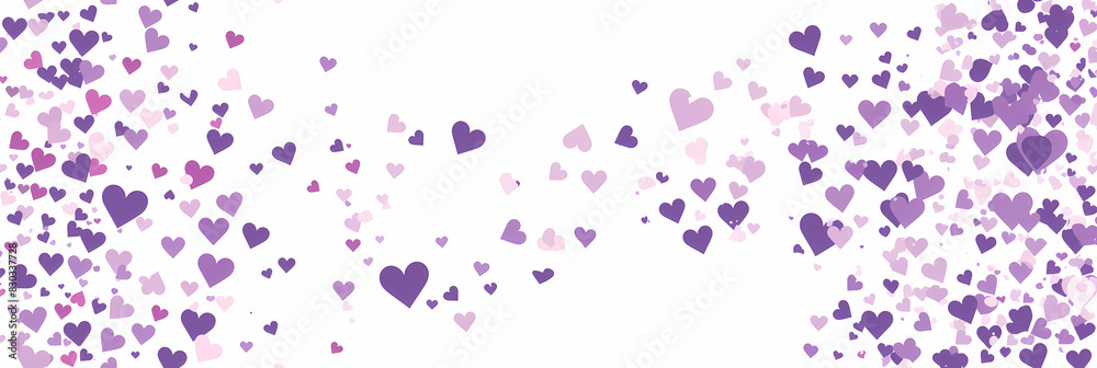 Simple Subtle Vector Design Template with Lots of White and Purple Hearts - Minimalist Love Theme