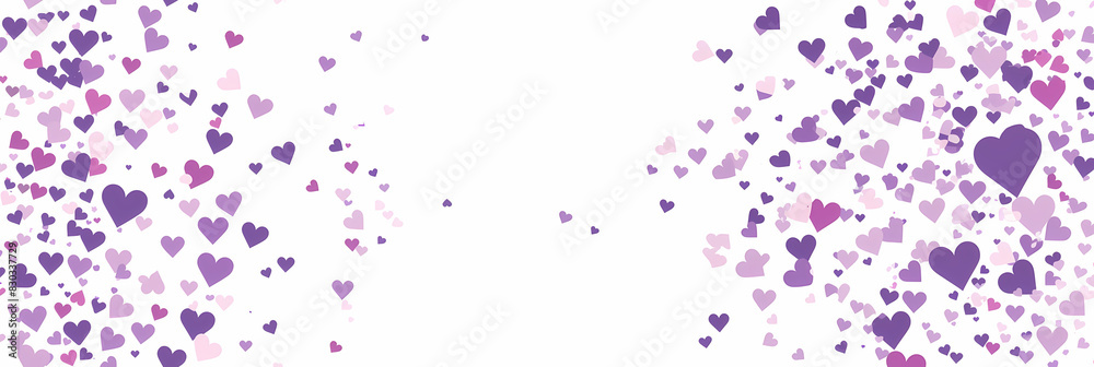Simple Subtle Vector Design Template with Lots of White and Purple Hearts - Minimalist Love Theme