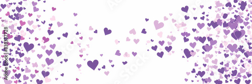 Simple Subtle Vector Design Template with Lots of White and Purple Hearts - Minimalist Love Theme