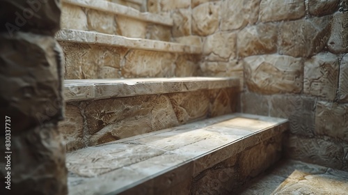 Intricacies of a stone staircase, concept of realistic modern interior design