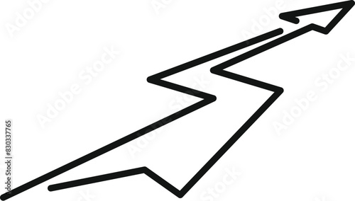 Handdrawn simple black and white zigzag arrow sketch in upward direction. Doodle illustration. Line art graphic design. Sign of growth and progress. Navigation guide concept. Abstract pointer photo