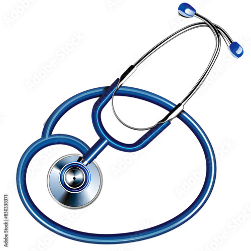 A blue stethoscope with a white handle