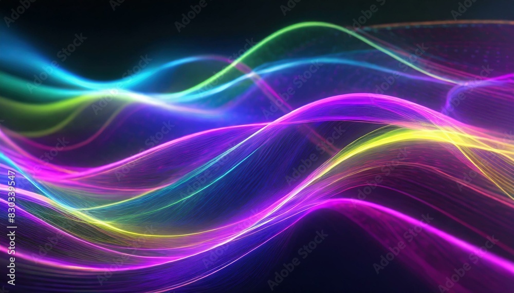 Naklejka premium 抽象的な色の波 - 鮮やかな光のスペクトルが織りなす幻想的なアート