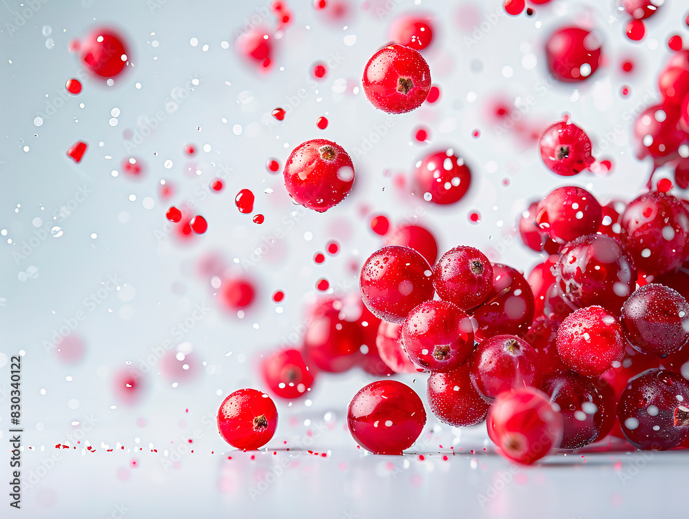 Cranberry isolated. Cranberries flying on white background. Cranberry berries with leaf falling. Full depth of field. Cranberry isolated. Cranberries flying on white background. Cranberry berries with leaf falling. Full depth of field.