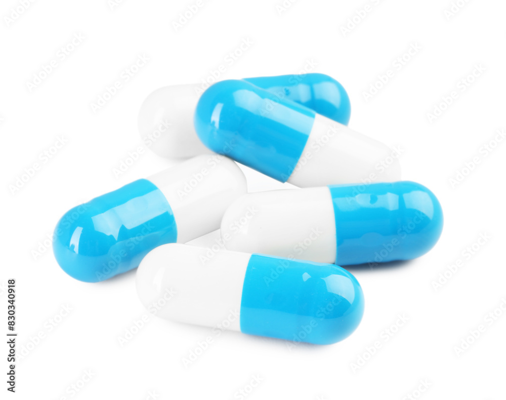 Antibiotic pills isolated on white. Medicinal treatment Antibiotic pills isolated on white. Medicinal treatment