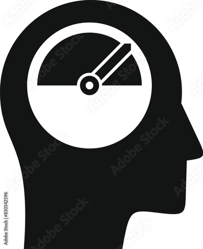 Silhouette of a human head profile with a gauge inside, symbolizing mental performance or stress level