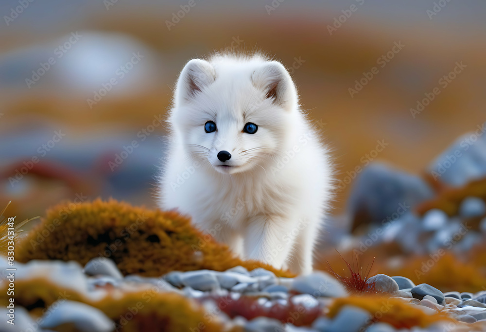 Baby Arctic Fox in Snow Habitat Baby Arctic Fox in Snow Habitat