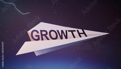 Growth text on paper airplane