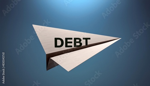 Debt text on paper airplane