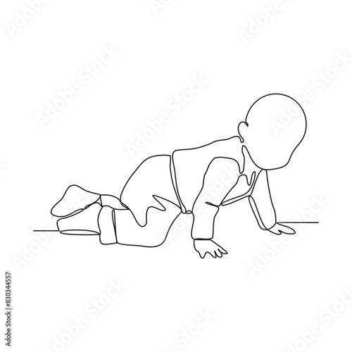 One continuous line drawing of step by step baby grow up baby phase vector illustration. Baby grow up activity in simple linear concept design vector. Cute Baby themes design illustration for asset.