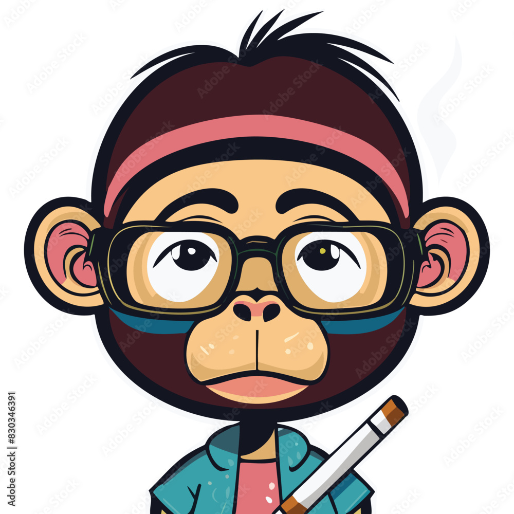 vector monkey with glass vector monkey with glass