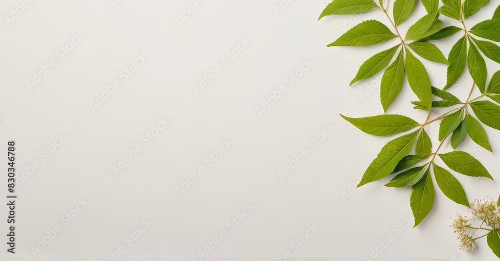 Obraz premium Green Leaves on White Background