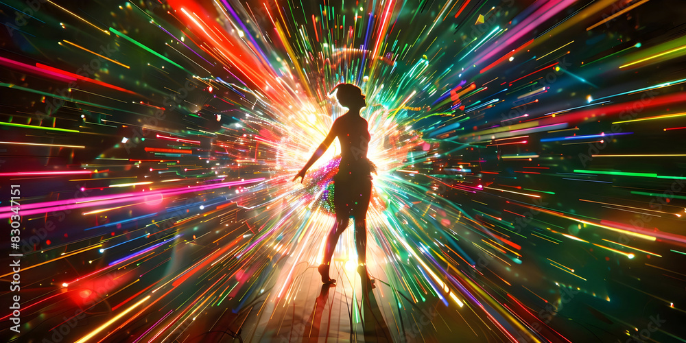 Fototapeta premium dancing girl silhouette, ai generated.